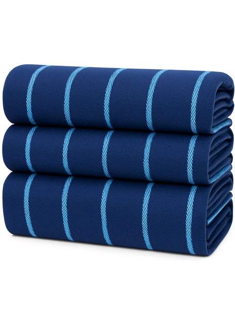 ATEN Homeware Egyptian Cotton Kitchen Tea Towels – Size 50 x 70 cm – Highly Absorbent & Quick-Dry Dish Towels, Lint-Free & Durable, Fade Resistant, Made in Egypt (Dark Blue, 3 Pack)